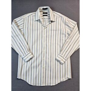 Mens Claiborne Wrinkle Free Striped Dress Shirt Large 16 34 35 Cotton
